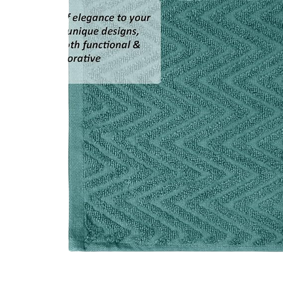 Chevron Leaf Jacquard luxury Towel Set  (Mineral Blue, 2 x Bath Towels)