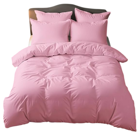 Duvet Cover Set with Pillowcases Solid Rose Pink colour 300TC