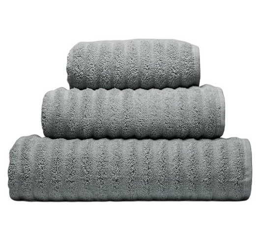 Mountain Stripe Hand Towel Zero Twist Premium 50x100cm 100% Cotton Pack of 5 (Grey)