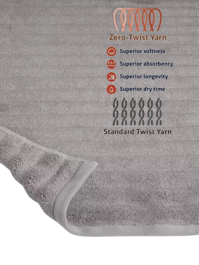 Mountain Stripe Hand Towel Zero Twist Premium 50x100cm 100% Cotton Pack of 5 (Grey)