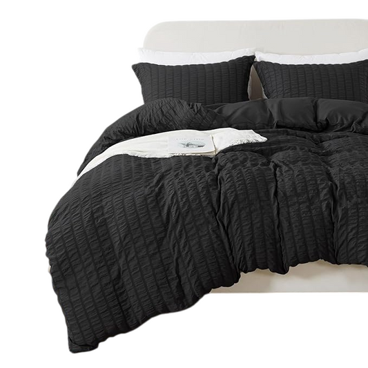 Black Duvet Cover Queen Size, 3 Pieces (1 Duvet Cover + 2 Pillow Cases)