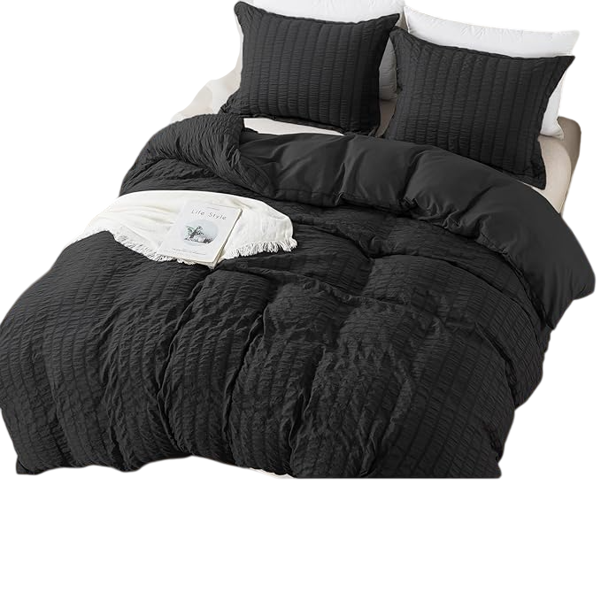 Black Duvet Cover Queen Size, 3 Pieces (1 Duvet Cover + 2 Pillow Cases)